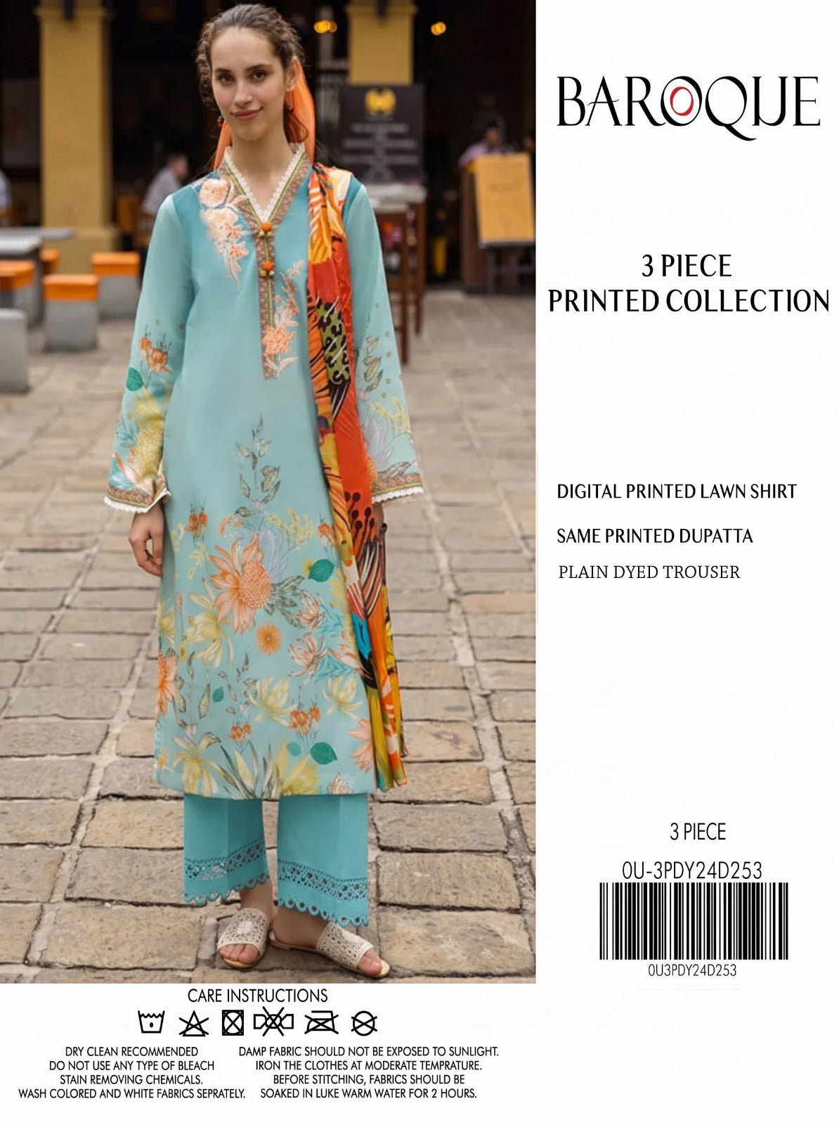 Baroque Aqua Printed Lawn 3-Piece