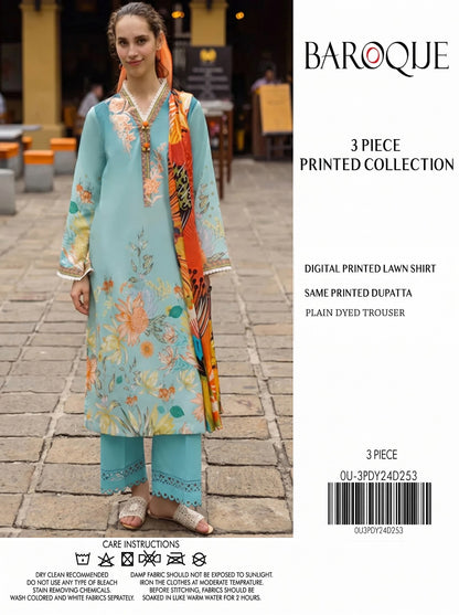 Baroque Aqua Printed Lawn 3-Piece