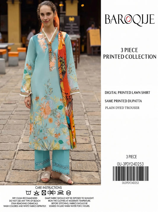 Baroque Aqua Printed Lawn 3-Piece