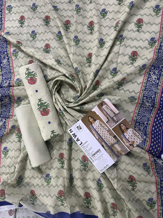 Zellbury (D.C:- WUS26X38065) Unstitched 3pcs Lawn Collection