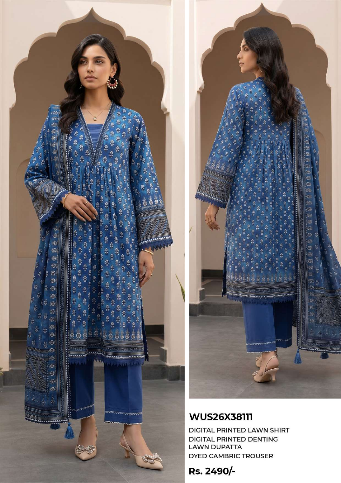 ZELLBURY Unstitched 3pcs Lawn Collection D.C:- WUS26X38111