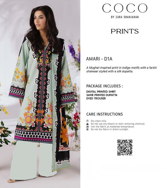 COCO Pistachio 3 Piece Printed Lawn