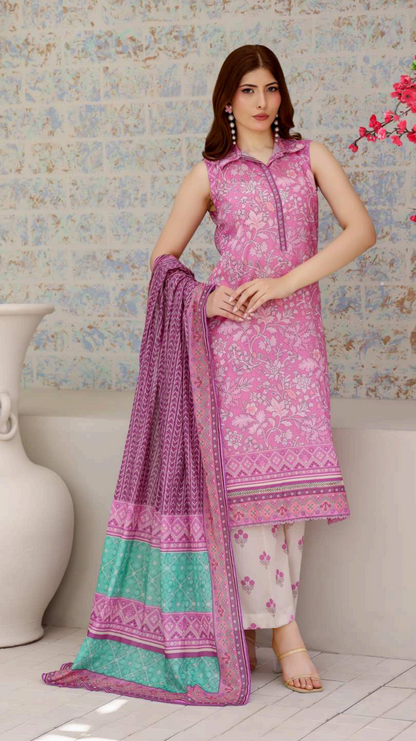 ALISHA D-01 DIGITAL PRINTED LAWN  3PCS