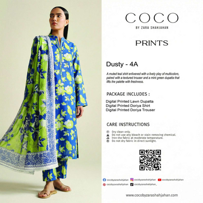 COCO Dusty - 4A - PRINTS 3PCS UNSTITCHED COLLECTION
