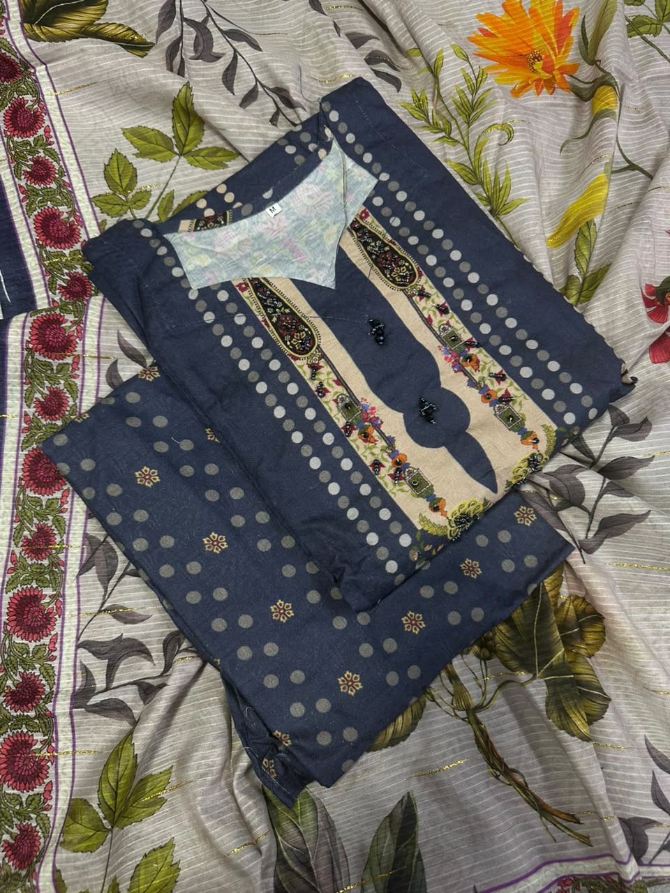 BQ EMBROIDERY BLUE STITCHED 3PCS RANDOMLY DESIGN