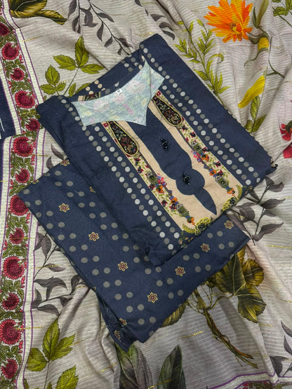 BQ EMBROIDERY BLUE STITCHED 3PCS RANDOMLY DESIGN