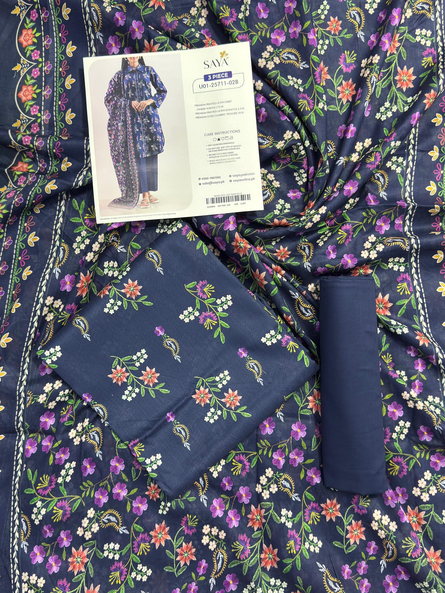 Saya 3 Piece Premium Lawn Collection D.C:U01-25711-02B