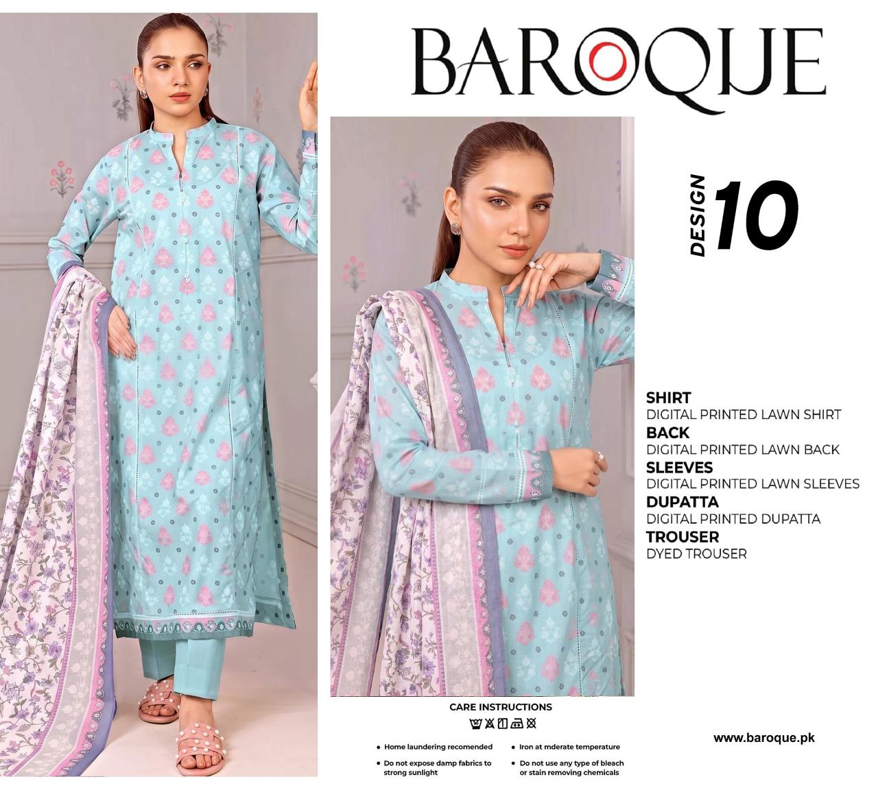 Baroque Blue D - 10 Printed Lawn Collection