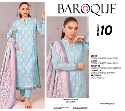 Baroque Blue D - 10 Printed Lawn Collection