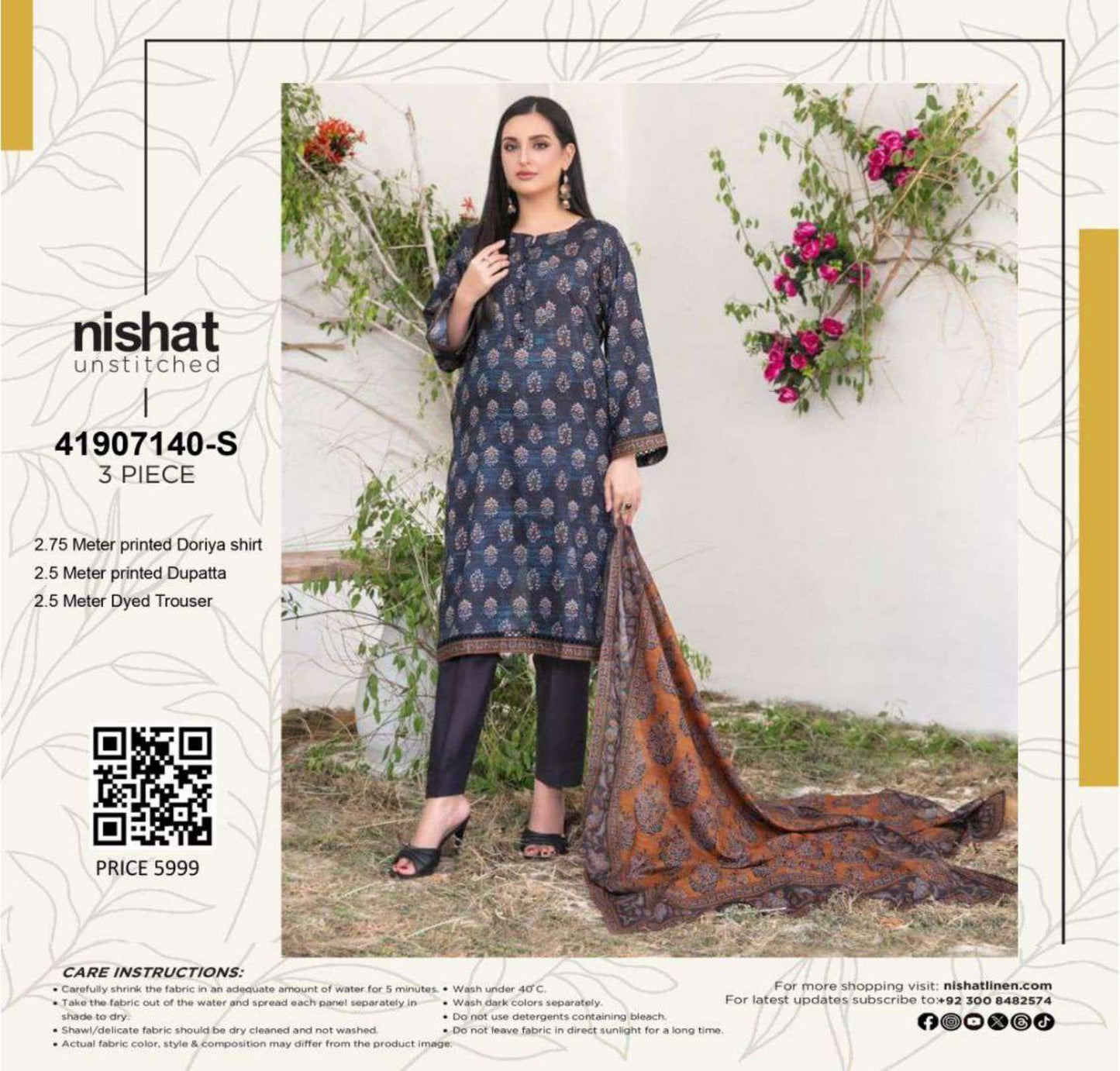 Nishat Doriya Printed Lawn 3P In Wholesale Price