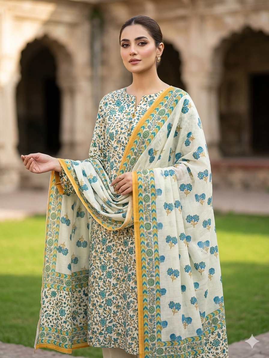 KHAADI 2PC LAWN COLLECTION 
SHIRT + DUPATTA