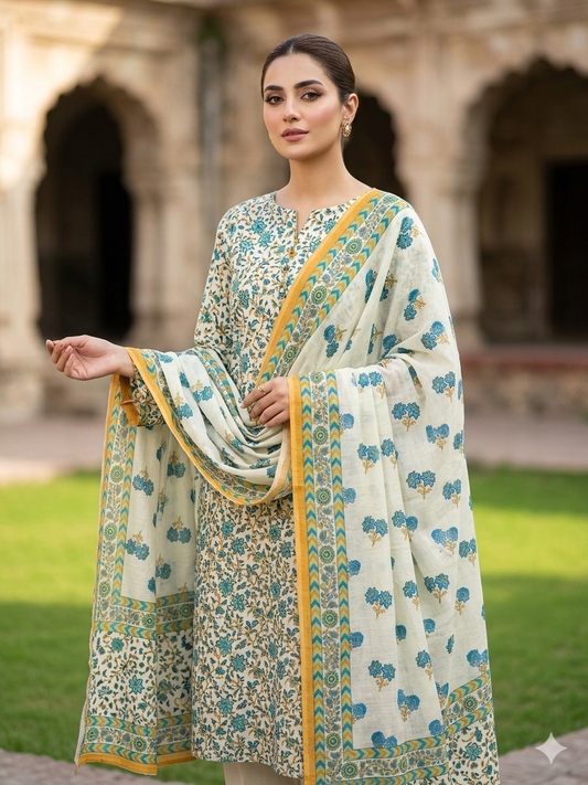 KHAADI 2PC LAWN COLLECTION 
SHIRT + DUPATTA