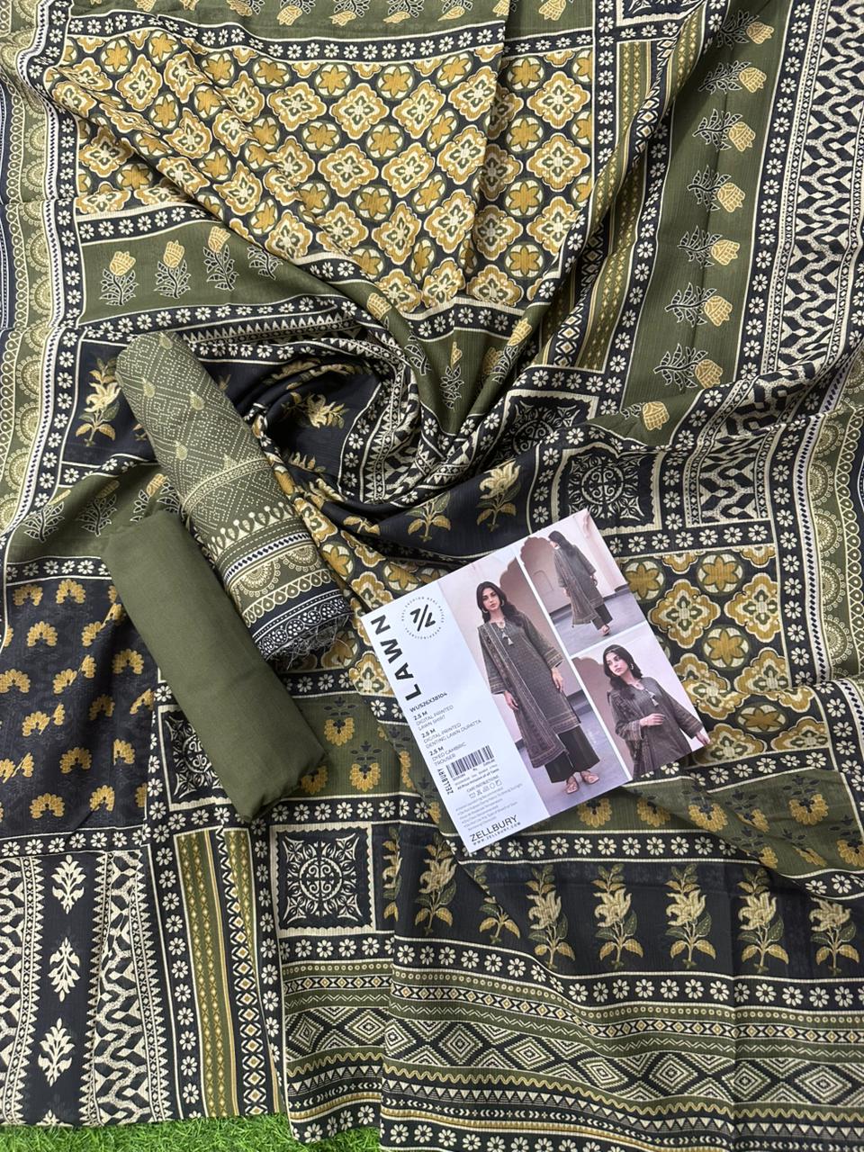 ZELLBURY Unstitched 3pcs Lawn Collection D.C:- WUS26X38104