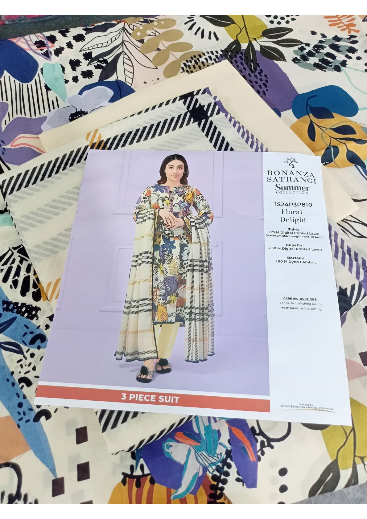Bonanza Satrangi 100% Original Lawn Dupatta Unstitched 3 Piece