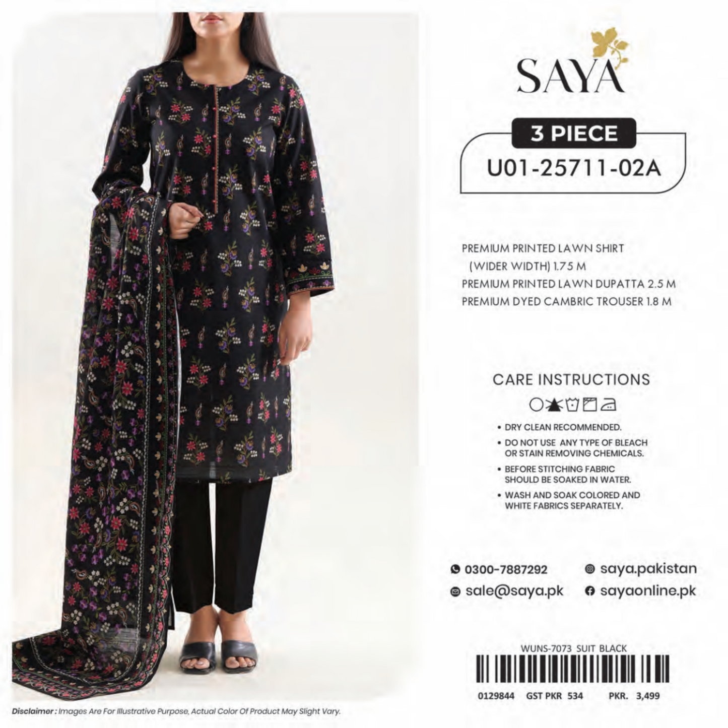 Saya 3 Piece Premium Lawn Collection D.C:U01-25711-02A