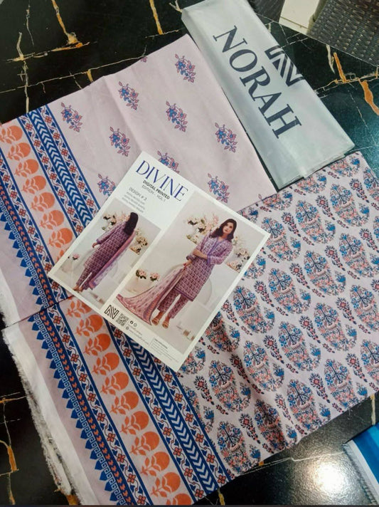 Divine Printed Lawn - Grey - D-03