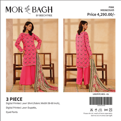 Mor Bagh By Beechtree Unstitched Lawn 3P ✨💜