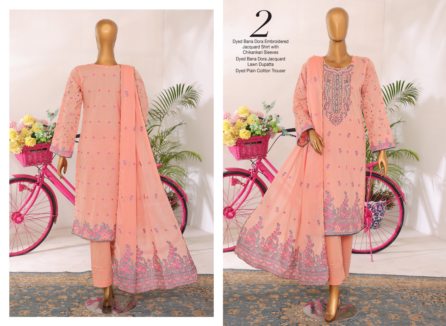 MTF MUSKAN JACQUARD 100% ORIGINAL CHIKENKARI SLEEVES 3PCS 👌🌼❤️