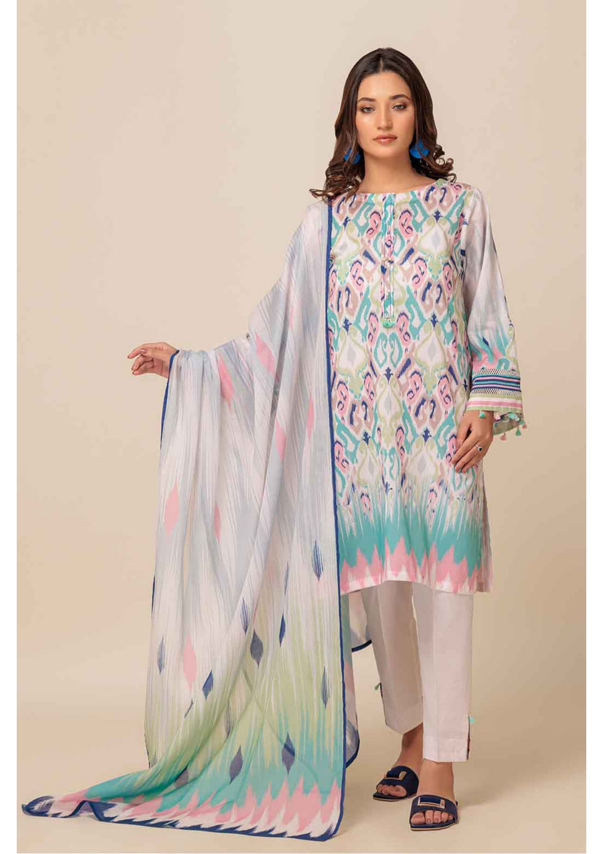 Bonanza Satrangi 100% Original Lawn Dupatta Unstitched 3 Piece