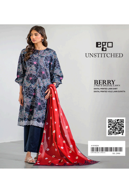 EGO NAVY (S+D) UNSTITCHED 2PCS DIGITAL PRINTED LAWN COLLECTION