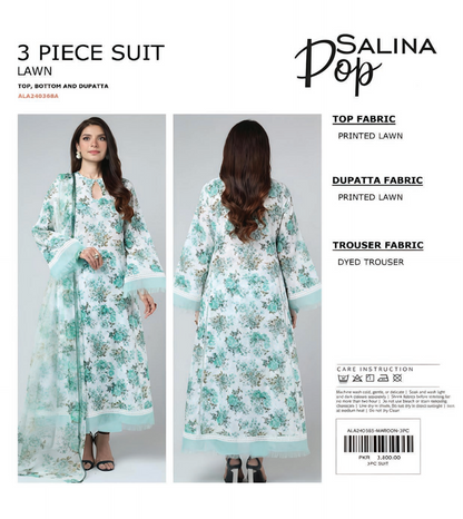 Salina Pop Unstitched Lawn Dyed Trouser 3PCs 💕🔥