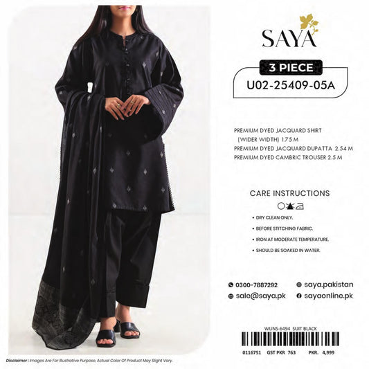 Saya Unstitched Jacquard 100% Original Cotton 3 PCs Suit In WHOLESALE PRICE 💯✨