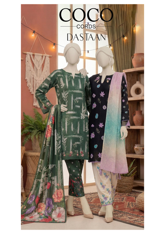 COCO CORDS BY DASTAN Unstitched Original Lawn 3 Piece Collection Designs #4
