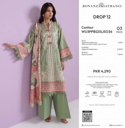 Bonanza Satrangi Unstitched Contour - 3 Pc (WU3PPBS25LISO36)