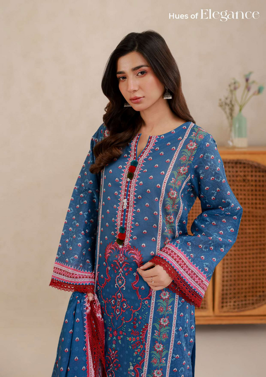 ZELLBURY Unstitched 3pcs Lawn Collection D.C:- WUS26X30899