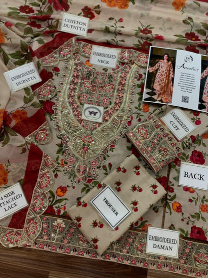 Aneela's Elegant 3PC Unstitched Lawn Suit Collection