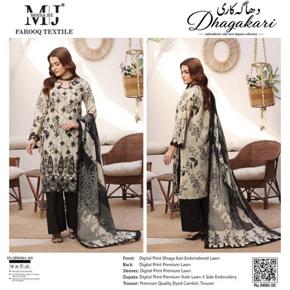 MOOSA JEE DHAGAKARI 03 EMBROIDERED UNSTITCHED 3PCS COLLECTION