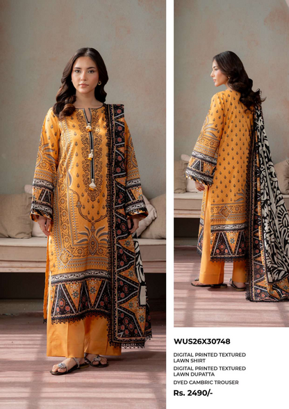 ZELLBURY Unstitched Lawn Collection 2026 Design #WUS26X30748