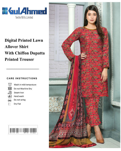 GulAhmed & Nishat Printed With Chiffon Dupatta 3P
