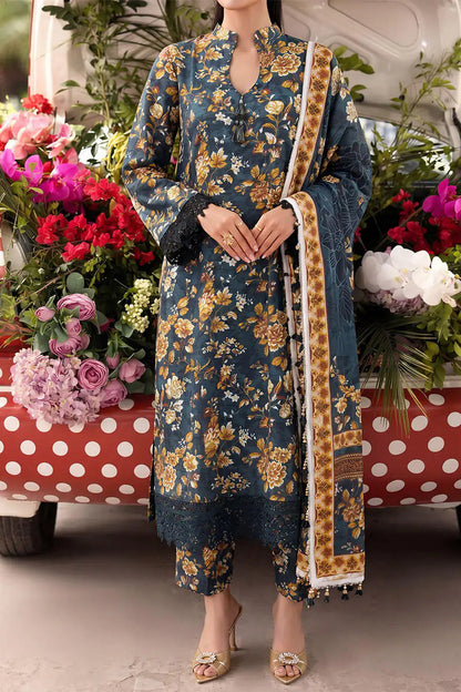 Floral Fusion By Almeerah D-3 -  3Pcs Printed Stripe Collection