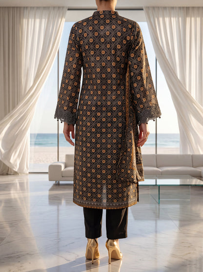 Fleur By Almeerah - Midnight Ember – Digital Chundri Lawn
