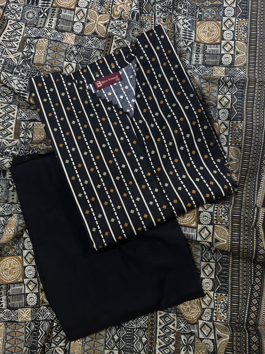 Bin Saeed Black Stitched 3Pcs
