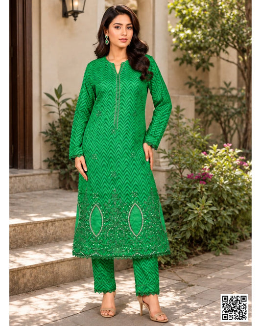 Aifa Green Luxury Lawn Stitched Embroidery 2Pcs Collection