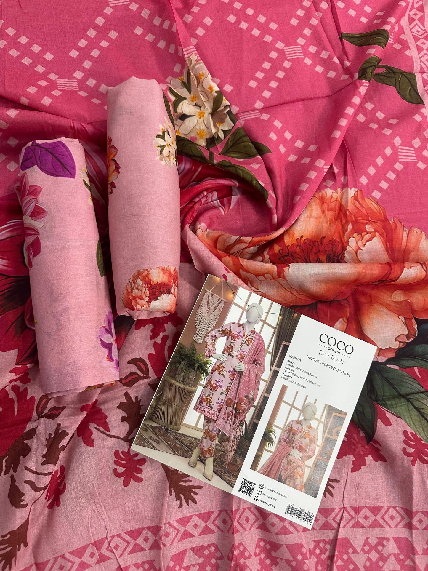 COCO CORDS BY DASTAN Unstitched Original Lawn 3 Piece Collection Designs #9