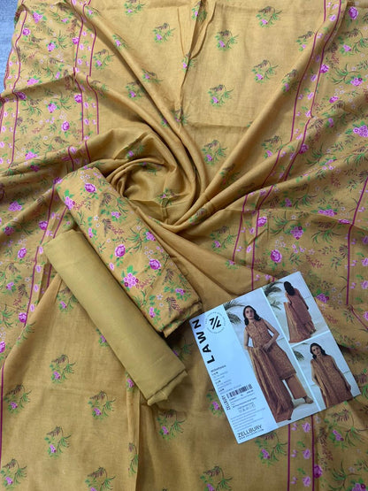 ZELLBURY Unstitched 3pcs Lawn Collection D.C:- WUS26X30424