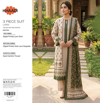 Khaadi (D.C:-SS2375A) 3Pcs Digital Printed Lawn Collection