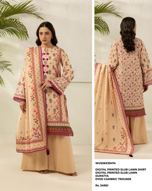 ZELLBURY Unstitched Lawn Collection 2026 Design #WUS26X30474