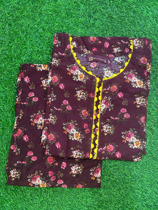Khaadi Maroon Flora Stitch 2Pcs