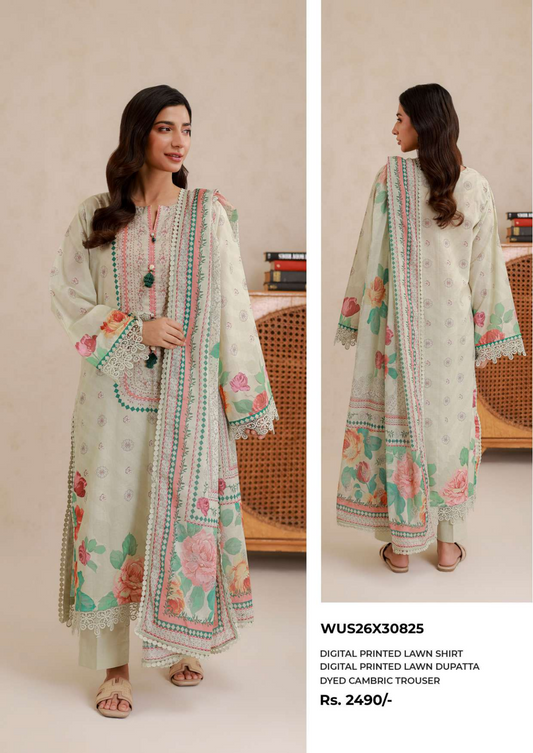 ZELLBURY Unstitched Lawn Collection 2026 Design # WUS26X30825
