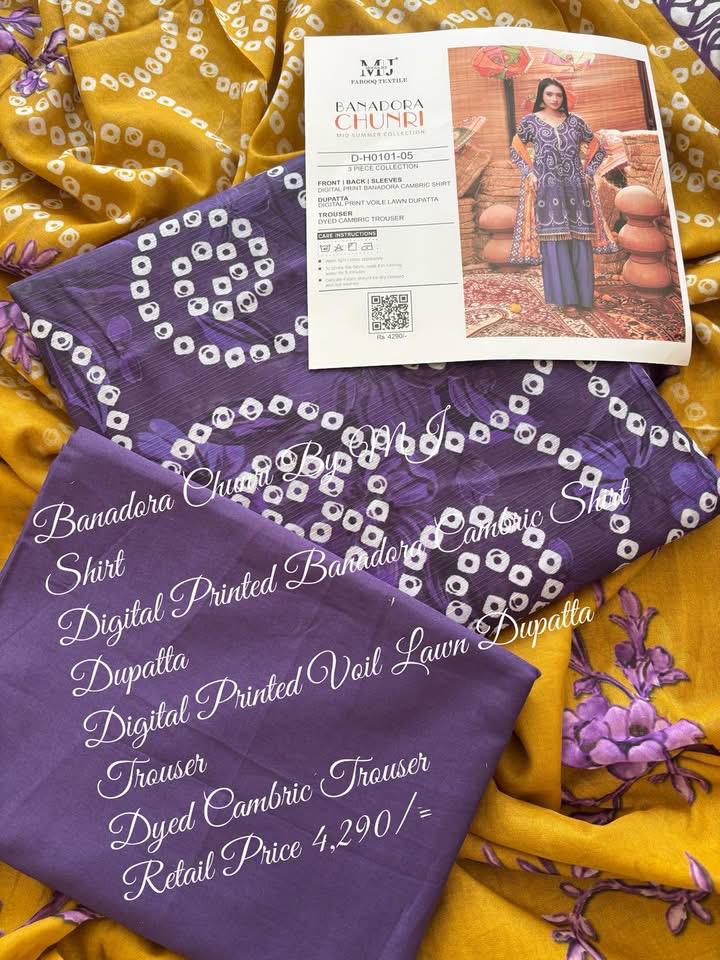 MoosaJee 100% Original Banadora Chunri Unstitched 3Ps👌🔥