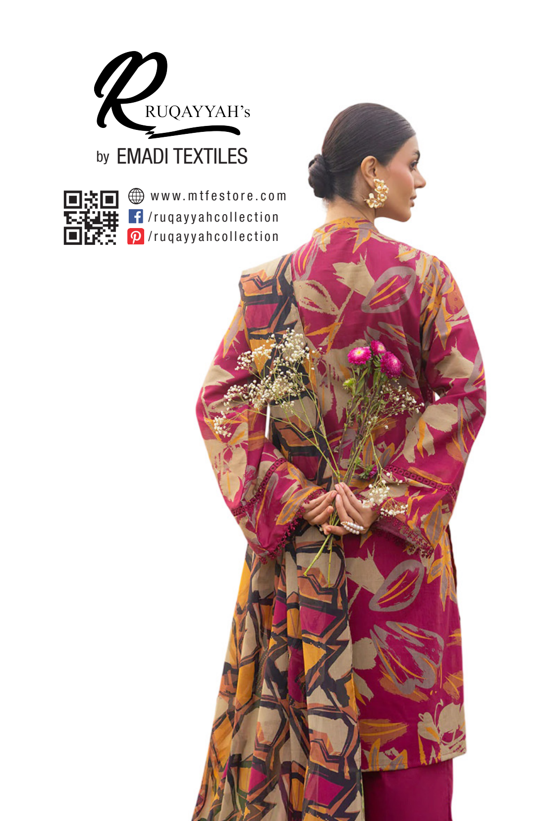 RUQAYYAHS – Digital Printed Embroidered Lawn Collection 2026 Design # 02