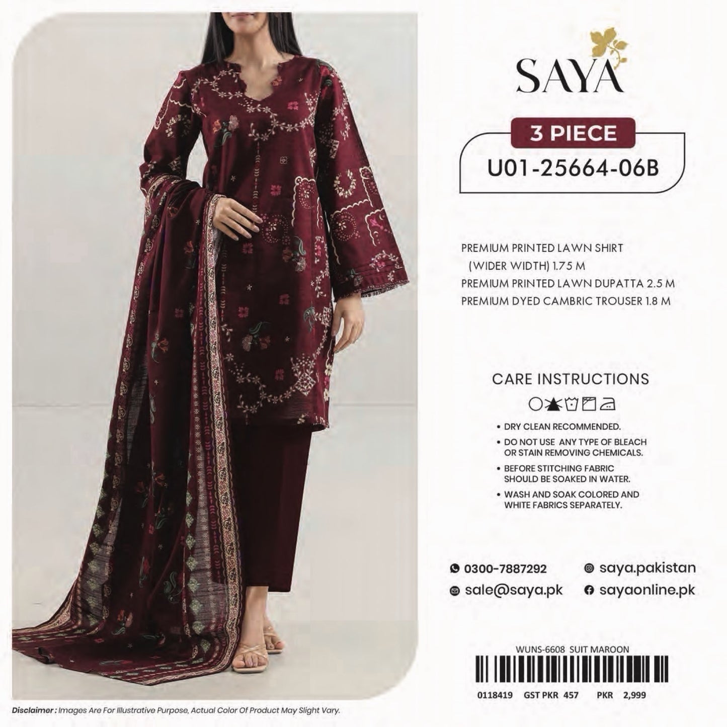 Saya Unstitched Printed 100% Original Cotton 3 PCs Suit In WHOLESALE PRICE 💯✨