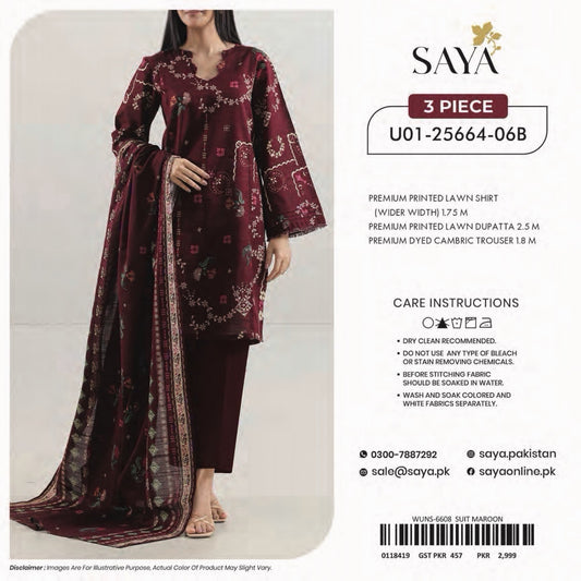 Saya Unstitched Printed 100% Original Cotton 3 PCs Suit In WHOLESALE PRICE 💯✨