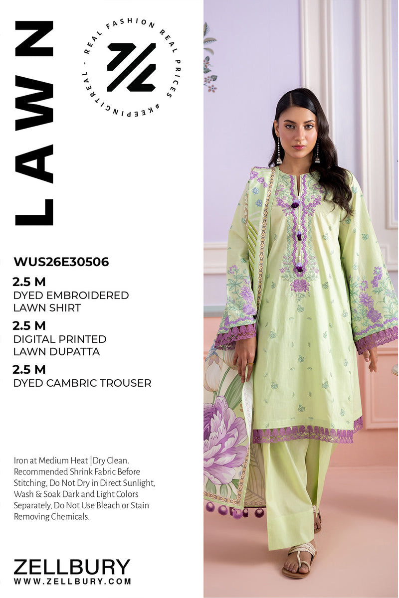 Zellbury Embroidery D.C:- WUS26E30506 Lawn 3Pcs Collection