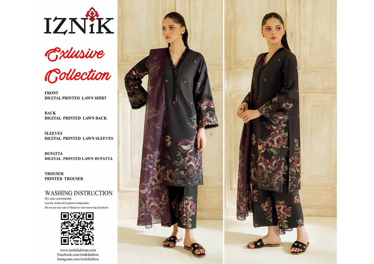 Iznik Lawn Unstitched 3 Pieces in Wholesale Price 🔥🧡