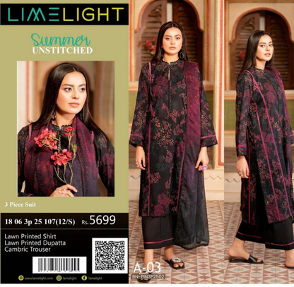 🌸 LIMELIGHT 🌸☀️ Summer 2025 ☀️💎 3 Piece Unstitched Lawn 💎
